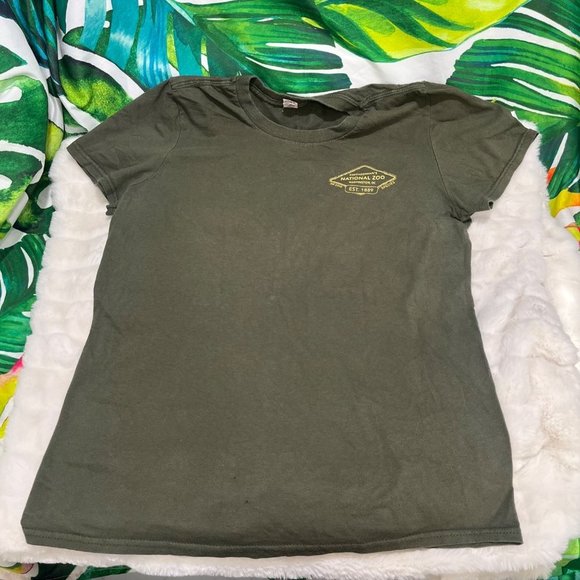SMITHSONIAN Zoo Washington DC Small Green Brown Graphic Colorful Spring Tee - Picture 3 of 9